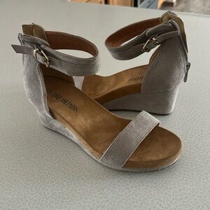 grey suede wedges